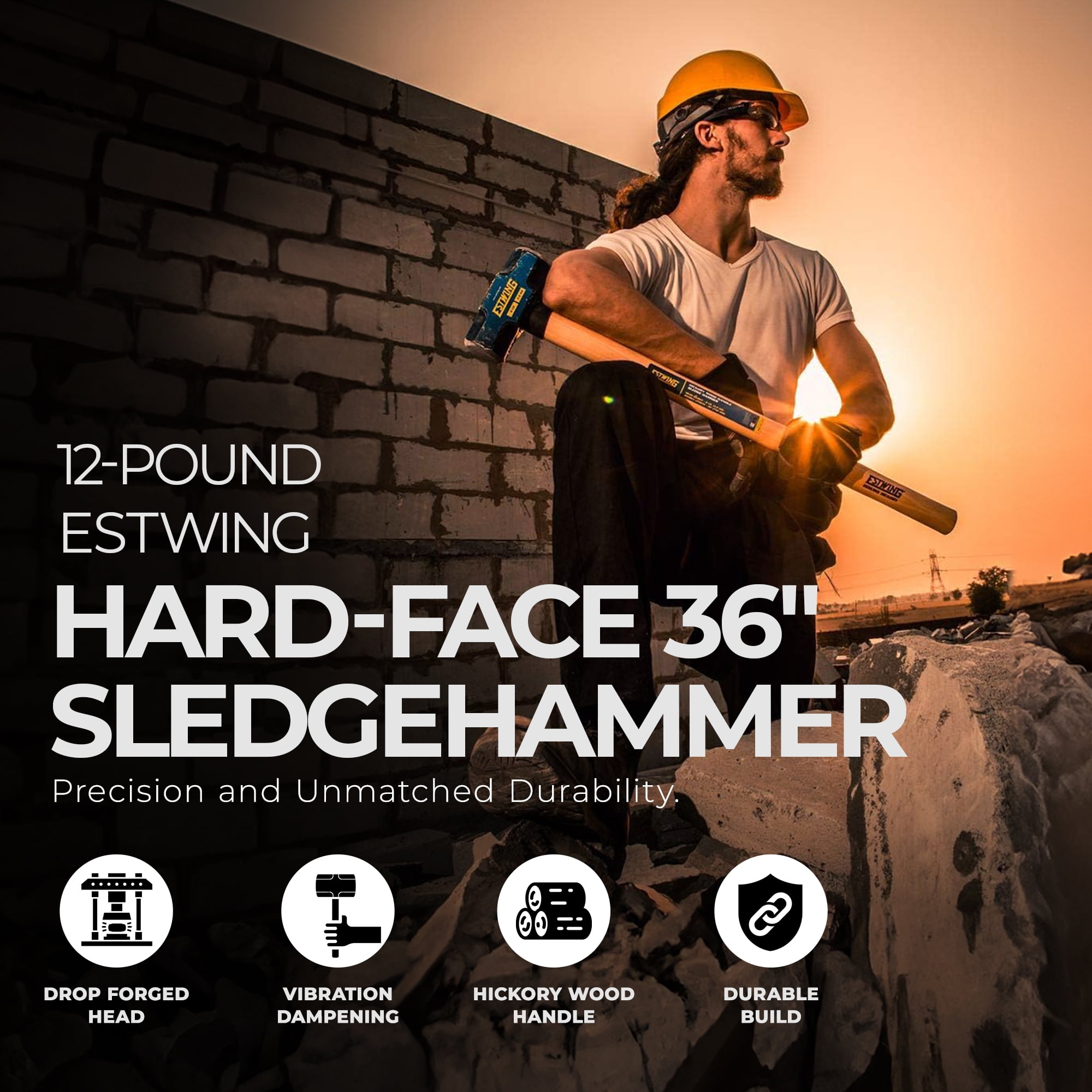 Estwing 12 Pound Head Hard Face Stake Sledge Hammer with 36