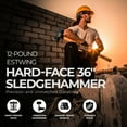thumbnail image 2 of Estwing 12 Pound Head Hard Face Stake Sledge Hammer with 36" Hickory Handle, 2 of 9