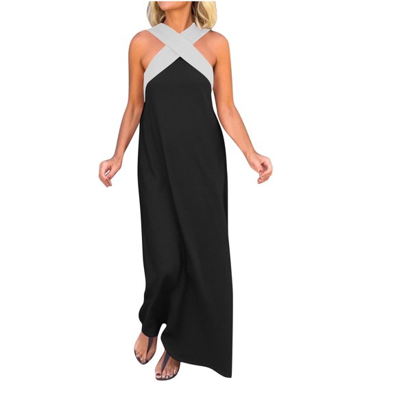 Womens Wrap Criss Cross Long Dresses for Women Sleeveless Backless Spandex Summer Fall 2026 Clothing Trendy Y2K