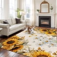 thumbnail image 2 of 8x10 Area Rugs for Living Room, Farmhouse Sunflower Non Slip Area Rugs for Kitchen Bedroom Entryway, Vintage Daisy Butterflies Rustic Burlap Washable Carpet Runner Rug Floor Mats for Bedroom, 2 of 8