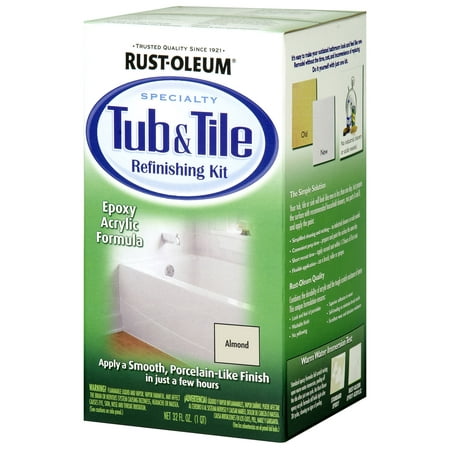 RUST-OLEUM 7861519 1 Qt. Almond Tub and Tile Refinishing (Porcelain Tub Repair Kit Best)