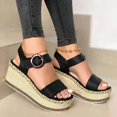 thumbnail image 2 of Women‘s Topic Open Toe Buckle Ankle Strap Espadrille Synthetic sandals, 2 of 5