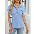 thumbnail image 5 of Uaswgudfs Womens Short Sleeve V Neck Polo Shirts Dressy Casual Work Collared Button Summer Slim Fit Tops, 5 of 8