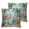 thumbnail image 2 of AWERP Flamingos Palm Trees Tropical 2-Piece Plush Pillowcase Set, Summer Pillow Case Set of 2 White, 2 of 6