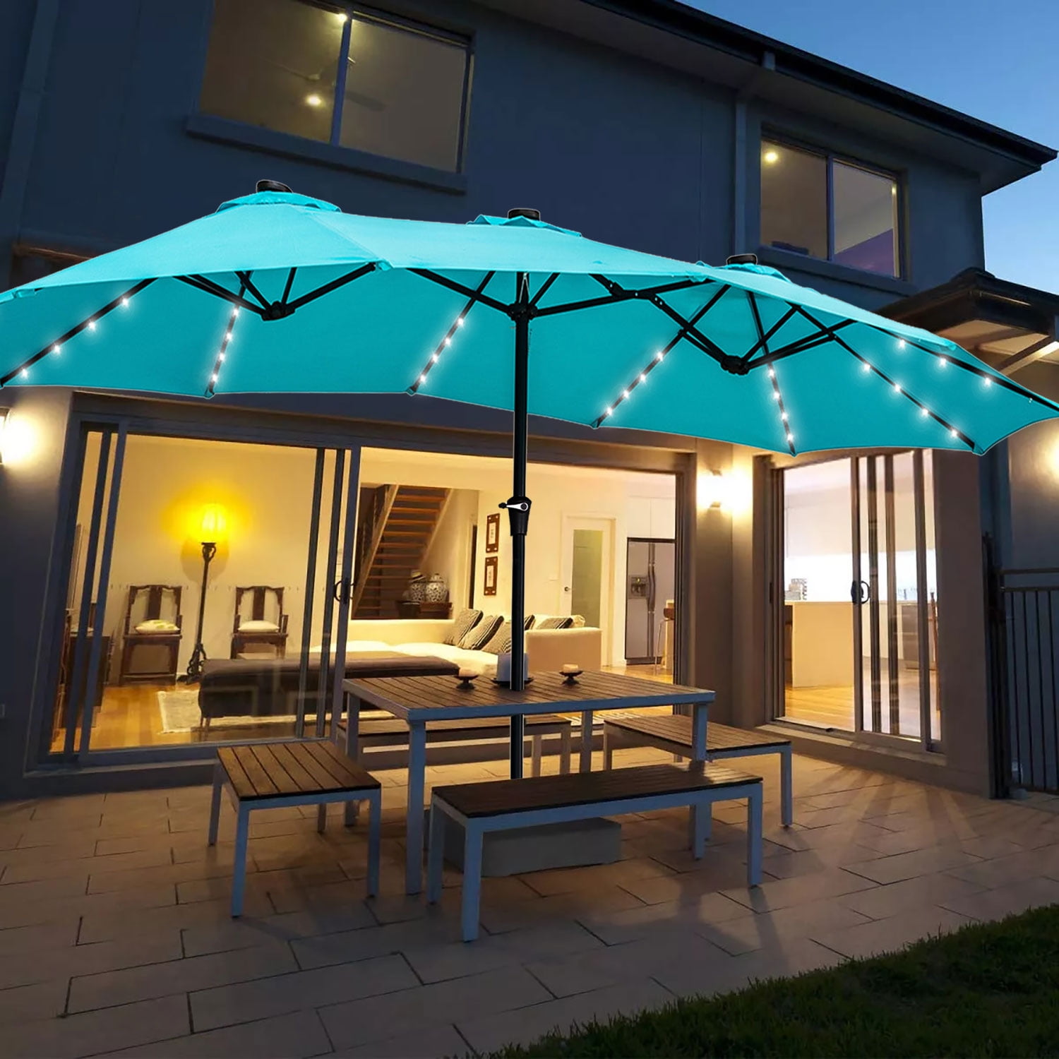 Autlaycil Table Umbrella 15FT DoubleSided Patio Market Umbrellas W