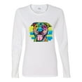thumbnail image 2 of Cute Happy Smiling Dog Rainbow Pitbull Dog Lover Womens Graphic Long Sleeve T-Shirt, White, Small, 2 of 3