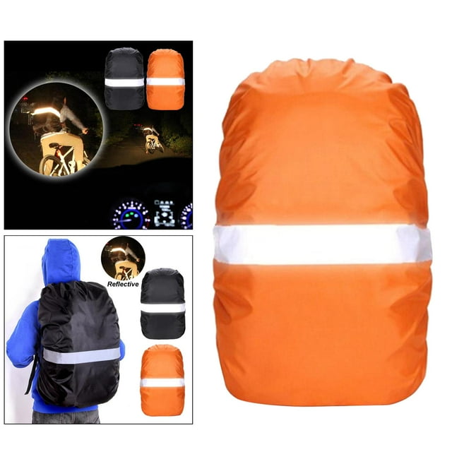 Visibility Backpack Rain Cover with Reflective Strip Water Ultralight Backpack Cover, Storage Pouch, for Hiking Camping Biking Reisen im Freien orange 60L