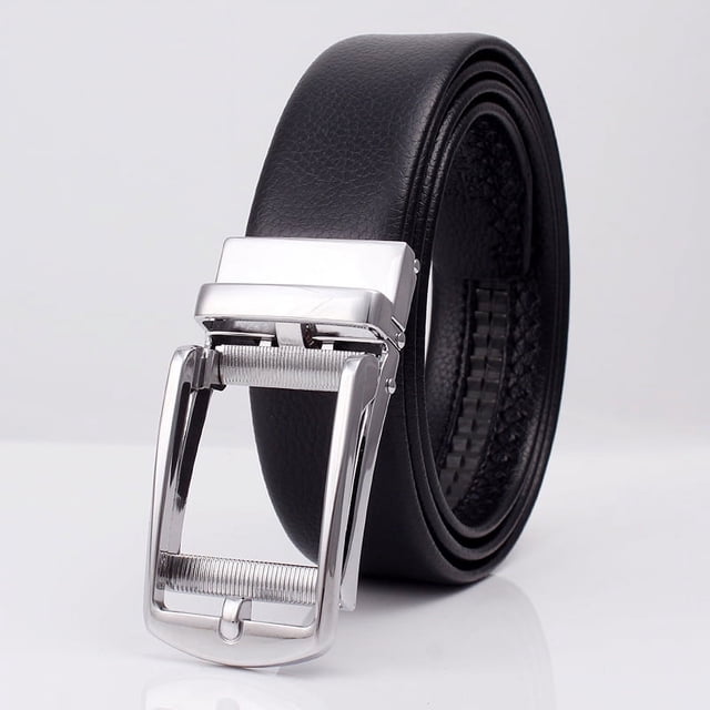Cinturón de hombre de cuero con hebilla falsa, cinturón con hebilla automática, cinturón informal de negocios con clip, cinturón con puntos, opciones de longitud versátiles