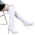 thumbnail image 3 of Xiaoxatg Women's -High Boots Ladies Knee Heeled Leather Shoes for Women Stylish Footwear 6.5 White, 3 of 7
