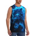 thumbnail image 2 of Haiem Men's Ice Blue Fire Wolf Print Tank Tops Summer Sleeveless Cut Off Workout T-Shirts Fitness Vest Athletic Undershirts-3X-Large, 2 of 8