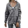 thumbnail image 2 of Cheers.US Rain Jacket Women Striped Lined Hooded Lightweight Raincoat Outdoor Waterproof Windbreaker, 2 of 7