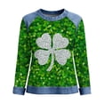 thumbnail image 5 of TaTaai Women's Casual Patchwork Shirt Long Sleeve Round Neck Solid Color St Patrick Day Blouse Soft Comfy Lightweight Top Spring Daily Holiday Party Wear Gift, 5 of 5