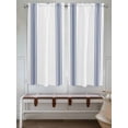 thumbnail image 6 of Bedroom Curtains 63 Inches length, Abstract Geometric Blue Stripe, Window Treatment Curtain Drapes, White Backdrop Rod Pocket Curtain Panels for Living Room Kitchen, 42"x63", 2 Panels, 6 of 7
