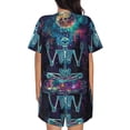thumbnail image 6 of Fotbe Space Skeleton Meditation Print Pajama Set for Women 2 Piece Loungewear Short Sleeve Tops and Shorts Set Soft Sleepwear-3X-Large, 6 of 7