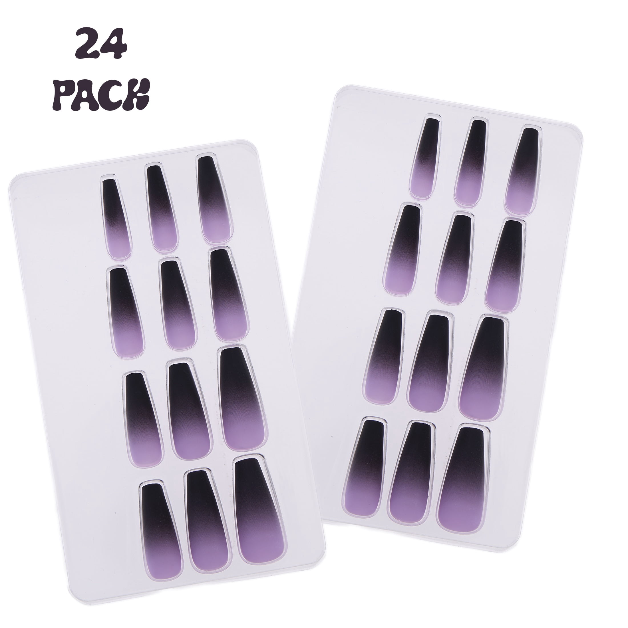 Expressions 24-Pack Self Adhesive Halloween Press-On Nails - Purple & Black Ombre