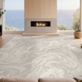 thumbnail image 2 of Design&I 8'x10' Washable Area Rug Beige Cream Flowing Motif Greige Transitional Print Neutral Plush for King Size Bedroom, Under Bed, Sleek Flatweave Pet Friendly, 2 of 7