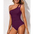 thumbnail image 4 of SURJDE One Shoulder One Piece Swimsuit for Women Tummy Control Bathing Suits Modest Full Coverage Keyhole Swimwear, 4 of 6