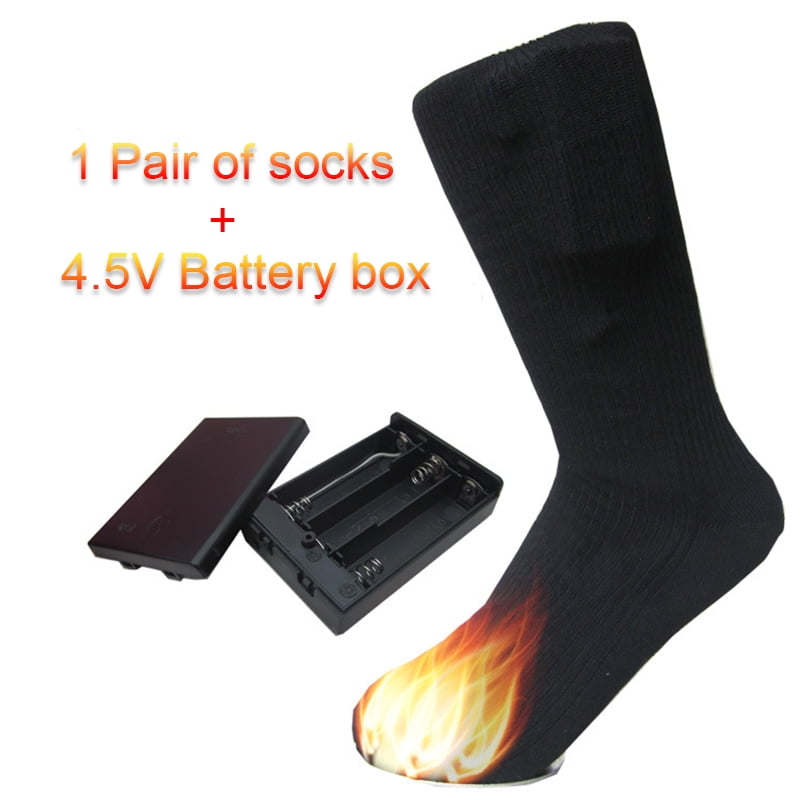Cycling Unisex Foot Warmer Electric Heated Socks Thermal Cotton Battery Power 