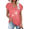 thumbnail image 2 of Womens 2024 Summer Casual T-Shirts V Neck Petal Short Sleeve Tops Loose Comfy Office Blouse Lightweight Cute Tunic Tops, 2 of 4