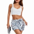 thumbnail image 3 of Sequin Skirt for Women-Stretchy Bodycon Night Out Party Shine Sparkly Mini Skirts Checkered Silver S, 3 of 7