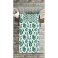 thumbnail image 3 of Ambesonne Green Leaf Quilted Bedspread Set 2 Pcs, Monstera Coconut Palm, Twin Size, Turquoise and Navy Blue, 3 of 3