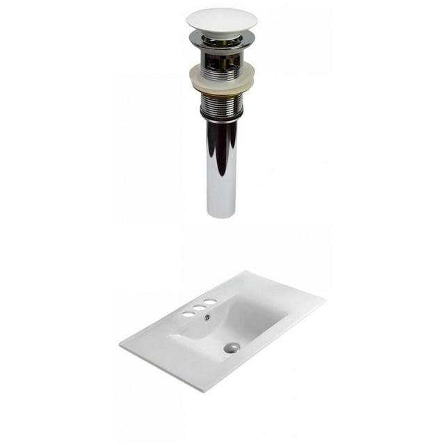 American Imaginations 23.8-in. W 3H4-in. Ceramic Top Set In White Color - Overflow Drain Incl. AI-30468