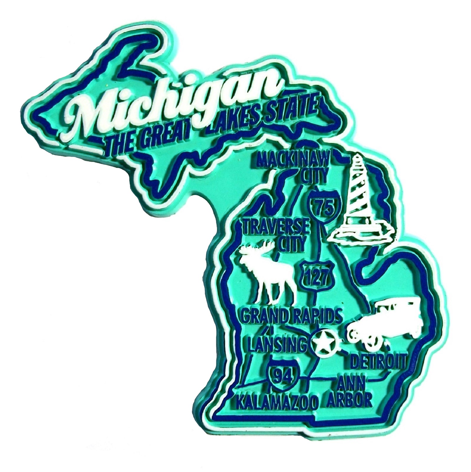 Download Michigan the Great Lakes State Premium Map Fridge Magnet ...