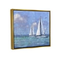 thumbnail image 3 of Stupell Industries Sailboats Drifting Vivid Blue Sky Painting Metallic Gold Floating Framed Canvas Print Wall Art, Design by Nina Blue, 3 of 8