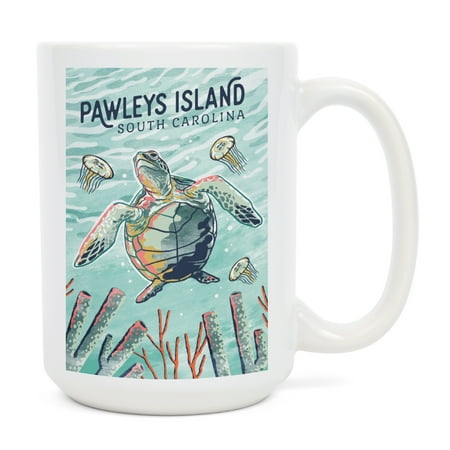 

15 fl oz Ceramic Mug Pawleys Island South Carolina Graphic Pastel Sea Turtle Dishwasher & Microwave Safe