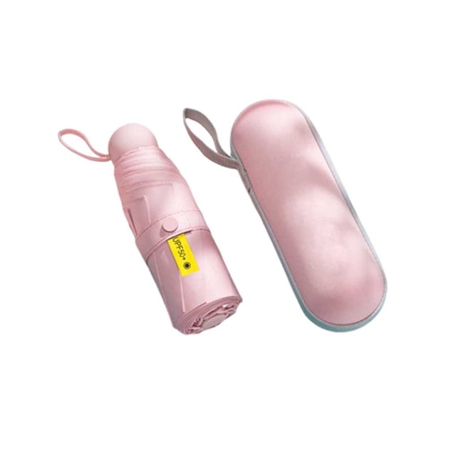 Cateissary Paraguas portátil 2 en 1, sombrilla plegable impermeable, Protector de bolsillo Personal, a prueba de sol, a prueba de viento, protección de 5 Paraguas de lluvia Rosa oscuro Cateissary HA067363-07