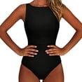 thumbnail image 4 of Levmjia Women's High Neck Solid Color Backless One Piece Swimsuit with Built in Bra Tummy Control Nylon Spandex Swimwear Bathing Suit for Women Sizes S 2XL, 4 of 7