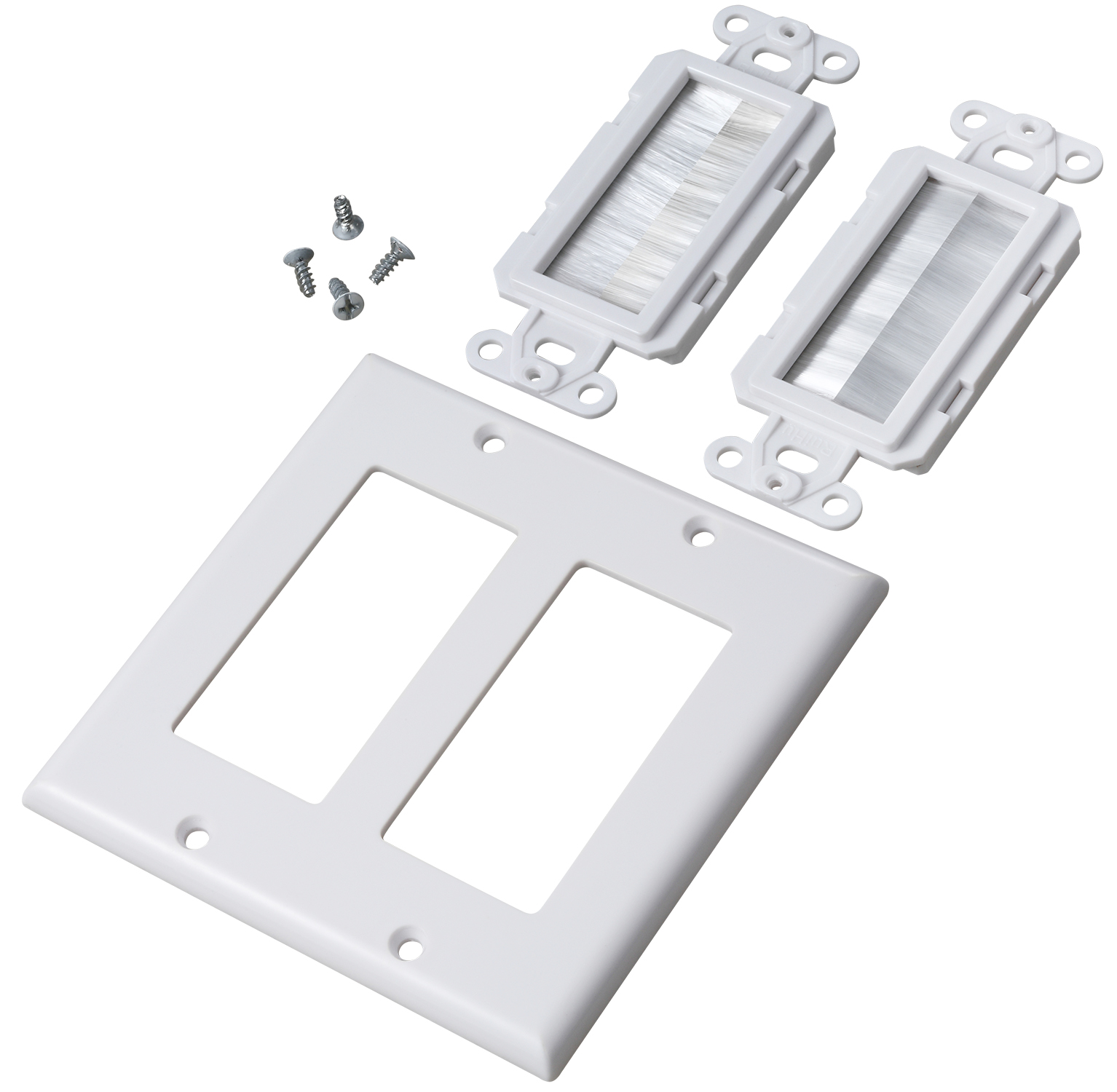Fosmon 2-Gang Wall Plate, Brush Style Opening Passthrough Low Voltage Cable Plate in-Wall Installation for Speaker Wires, Coaxial Cables, HDMI Cables, or Network/Phone Cables - image 2 of 8