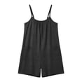 thumbnail image 5 of YTCAMLO Cotton Overalls for Women Beach Boho Casual Ruched Crew Neck Baggy Shorts Rompers with Pockets Stretchy One Piece Jumpsuits, Dark Gray1 XL, 5 of 6
