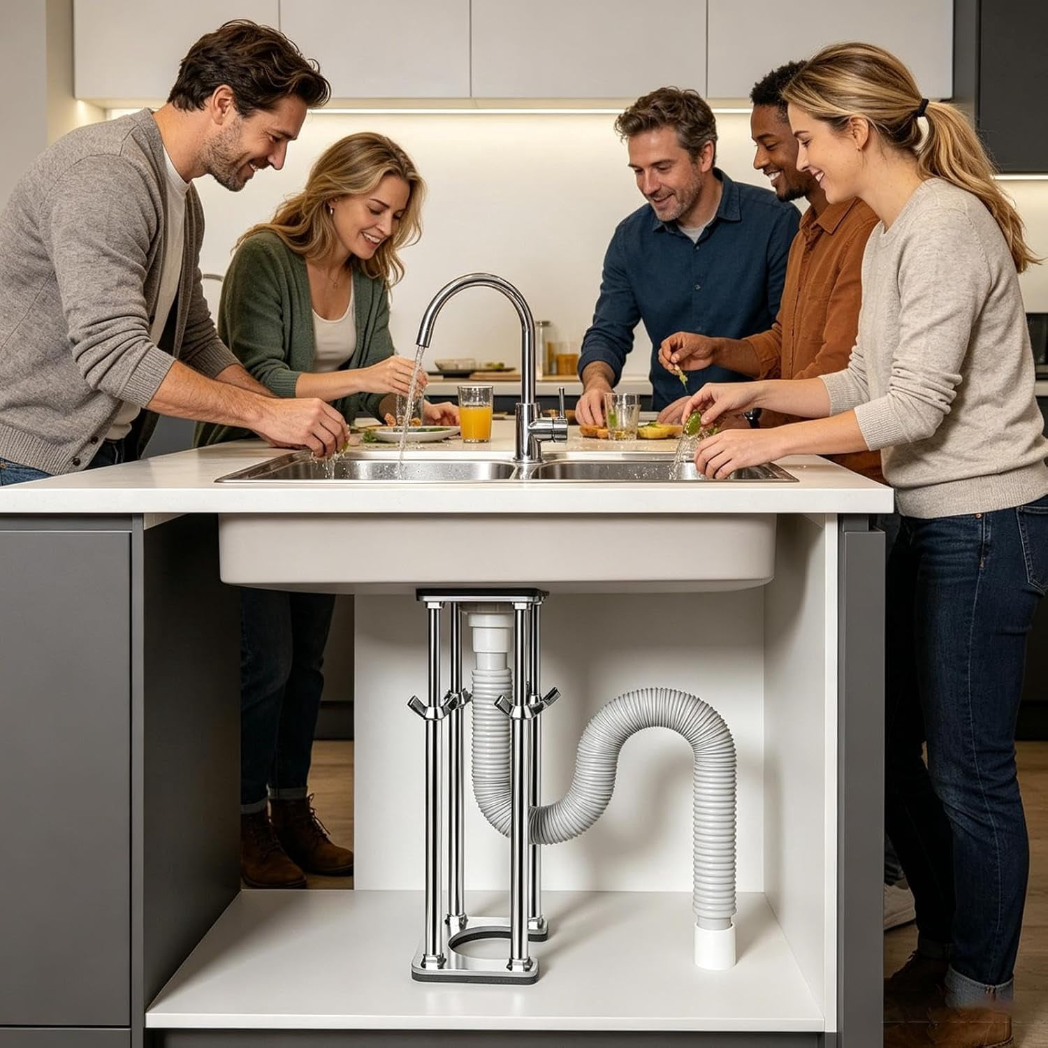 Heavy Duty Undermount Sink Support Bracket, Adjustable Stainless Steel Basin Holder Kit for Kitchen Granite Countertop and Laundry Station Repair (1 PCS)