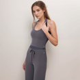 thumbnail image 3 of Women's Halter Active Tank Top with Scoop Neckline Seamless Stretch Fit and Built-In Light Support Shelf - Gray, Medium, 3 of 7