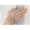 thumbnail image 4 of Dazzlingrock Collection 4mm Heart Opal & Round White Diamond Heart Cross Pendant for Women with 18 Inch Silver Chain (0.05 ctw, Color I-J, Clarity I1-2) in 18K White & Yellow Gold, 4 of 6