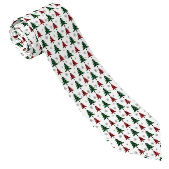 Salouo Buffalo Plaid Christmas Trees Pattern Men's Silk Ties 4.7"Necktie for Men Formal Ties Business Necktie Men's Wedding Fashion Accessory
