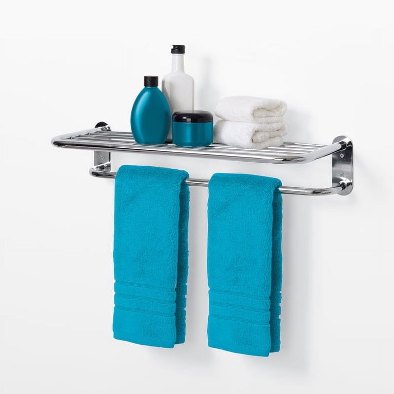 Chrome Towel Shelf with Hanging Bar photo 2