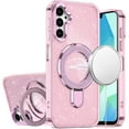 thumbnail image 6 of XPM for Apple iPhone 16e Phone Case, Transparent Glitter Bling Case with Rotating Magnetic Ring Stand, Shockproof Hybrid Cover for Apple iPhone 16 E (6.1") (Pink), 6 of 8