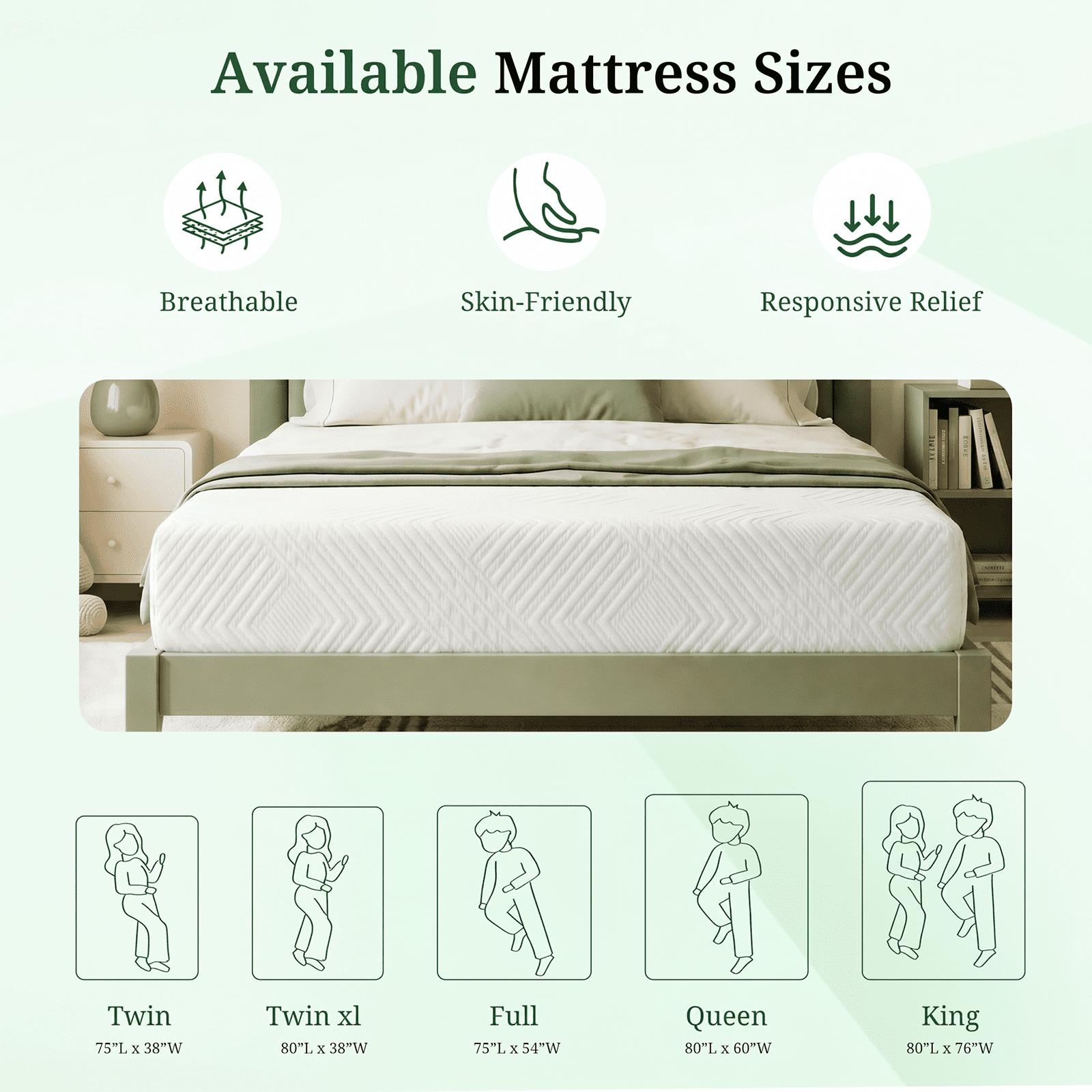 5 Inch Memory Foam Mattress Twin Size, Medium Feeling