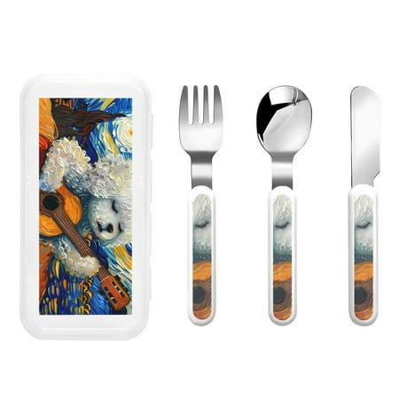 

Matuu Dog Guitar Starry Night for Stainless Steel Kids Cutlery and Toddler Flatware Kids Utensil Set includes Knives Forks Spoons Ideal for Home and Preschools