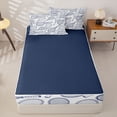 thumbnail image 4 of Castle Fairy Tennis Print Zipper Twin Comforter Sets with Fitted Sheet and 2 Pillowcases, Sport Theme Zipper Bedding Set, White Navy,4-Piece,Navy Blue Reversible, 4 of 6