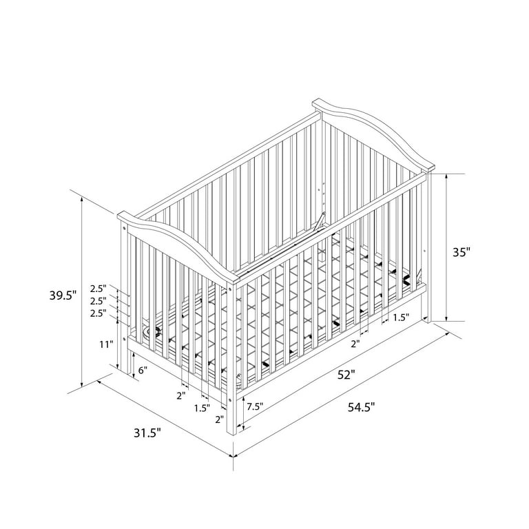 Baby Relax Adele 3 in 1 Convertible Crib White