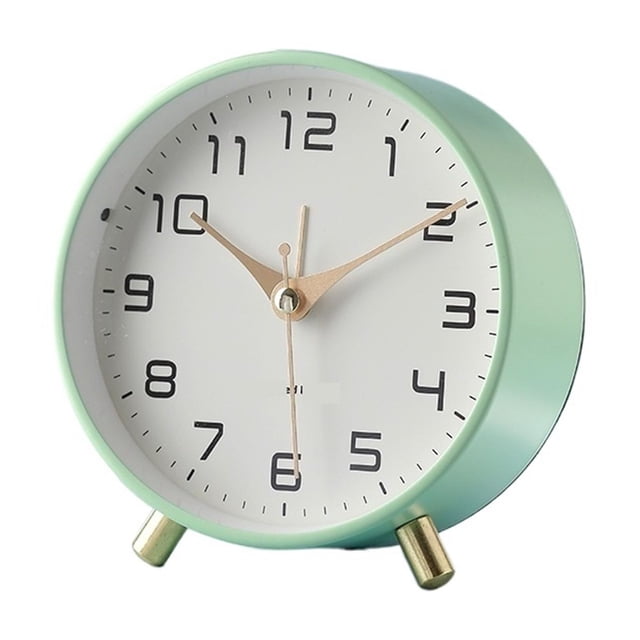 Reloj despertador de lujo nórdico, reloj de escritorio pequeño, silencioso, analógico, sin tictac, con números arábigos, reloj de mesa redondo con pilas for sala de estar, dormitorio