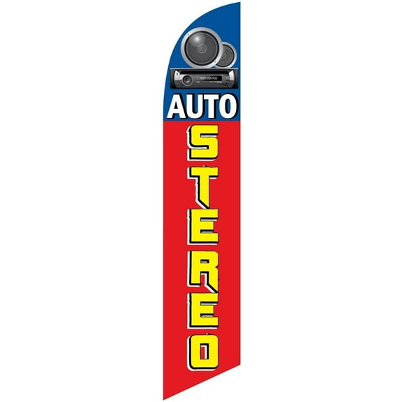 Auto Stereo blue/red Feather Banner Swooper Flag -No Wind Required- Replacement FLAG ONLY