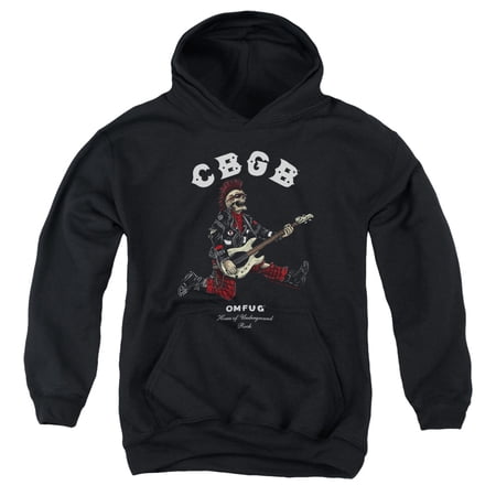 Trevco CBGB123-YFTH-2 CBGB & Skull Jump Youth Pull-Over Hoodie Black - Medium