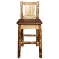 thumbnail image 6 of Glacier Country Collection Counter Height Barstool w/ Back - Saddle Upholstery, w/ Laser Engraved Wolf Design, 6 of 11