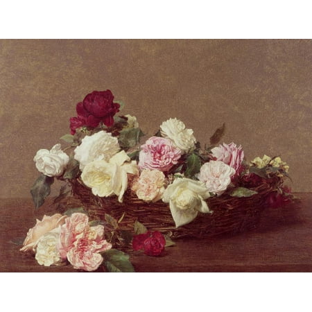 A Basket of Roses, 1890 Traditional Floral Still Life Art Print Wall Art By Henri