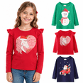 thumbnail image 2 of HILEELANG Girls Christmas Long Sleeve Graphic T-Shirts, 3-Pack Soft Cotton Crewneck Tees with Santa, Snowman and Unicorn, Sizes 2T-12, 2 of 7