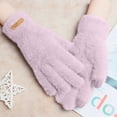 thumbnail image 2 of Women's Cute Furry Touchscreen Gloves, Fleece Lined Winter Gloves Cold Proof Warm Gloves for Women Girls Running Dog Walking - Light Violet, 2 of 4